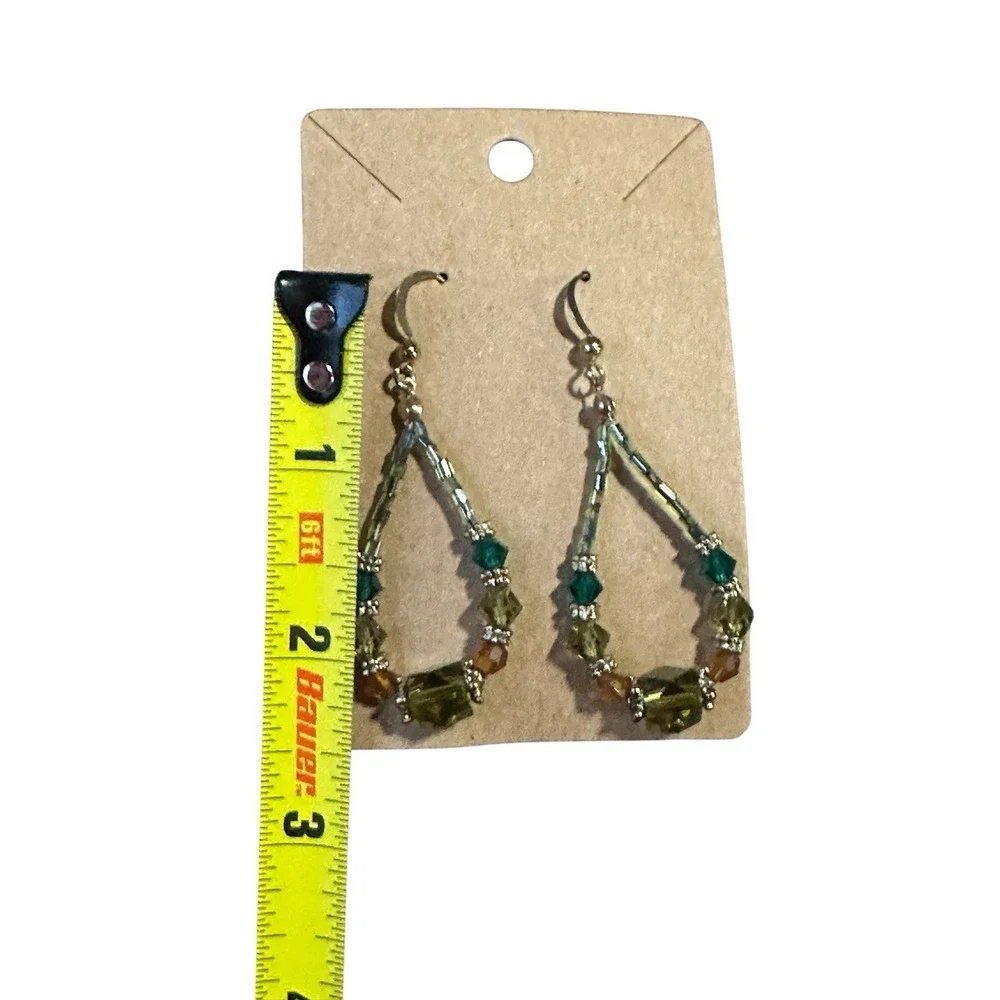 NEW novelty fashion EARRINGS dangle beads browns‎ greens